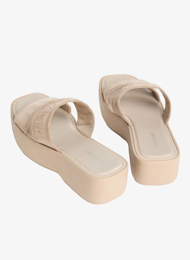 Calvin Klein  Webbing Double Strap Flatform Sandals for Women | Best Price UAE